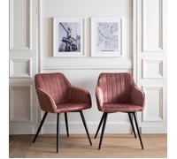 Happy Garden Lot de 2 chaises BERTILLE en velours roses