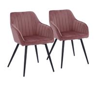 Lot De 2 Chaises En Velours Bertille Roses Rose
