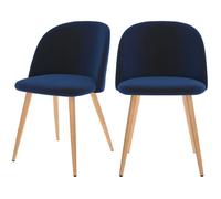 Lot de 2 chaises en velours bleu foncé et pieds en métal - Cozy - Rendez-Vous Déco