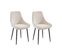 Lot de 2 chaises en velours côtelé et métal - Crème - MASURIE