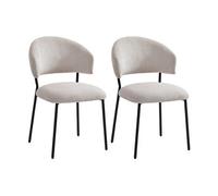 Vente-unique - Lot de 2 chaises en Velours côtelé et métal Noir - Beige - ALAYIS - Salle à Manger