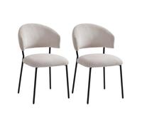 Lot de 2 chaises en velours côtelé et métal noir - Beige - ALAYIS