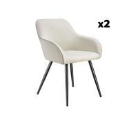 Lot de 2 chaises en velours côtelé forme ergonomique crème/noir