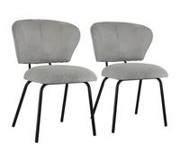 Happy Garden Chaises Nilsa en velours côtelé gris clair – Lot de 2