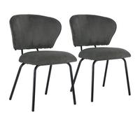 Lot De 2 Chaises En Velours Côtelé Gris Foncé Nilsa Gris