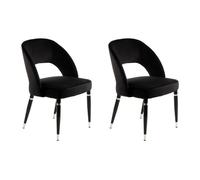 Lot de 2 Chaises en Velours "Courtney" 83cm Noir & Argent