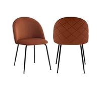 Lot de 2 chaises en velours et acier inoxydable noir - Terracotta - MELBOURNE
