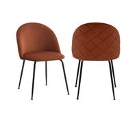 Lot de 2 chaises en velours et acier inoxydable noir - Terracotta - MELBOURNE