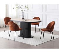 Lot de 2 chaises en velours et acier inoxydable noir - Terracotta - MELBOURNE
