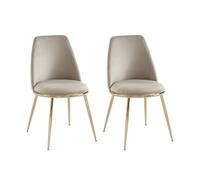 PASCAL MORABITO - Lot de 2 chaises en Velours et métal doré - Beige - NEBINA de