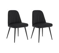 Lot de 2 chaises en velours et métal - Noir - ELEANA