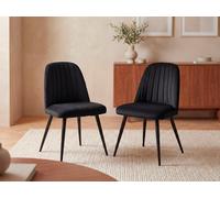 Lot de 2 chaises en velours et métal - Noir - ELEANA