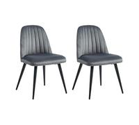 Lot de 2 chaises en velours et métal noir - Gris - ELEANA