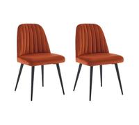 Lot de 2 chaises en velours et métal noir - Terracotta - ELEANA