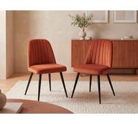 Vente-unique - Lot de 2 chaises en Velours et métal Noir - Terracotta - Eleana - Salle à Manger