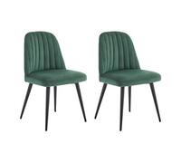 Lot de 2 chaises en velours et métal noir - Vert - ELEANA