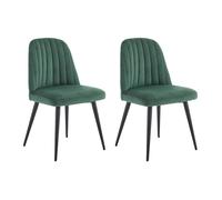 Lot de 2 chaises en velours et métal noir - Vert - ELEANA