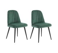 Lot de 2 chaises en velours et métal noir - Vert - ELEANA