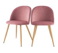 Lot de 2 chaises en velours rose et pieds en métal - Cozy - Rendez-Vous Déco