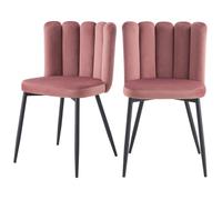Lot de 2 chaises en velours rose et pieds en métal noir - Rosy - Rendez-Vous Déco