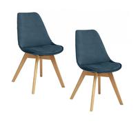 Lot de 2 chaises en velours style scandinave ""Helsinki"" Atmosphera - Bleu canard