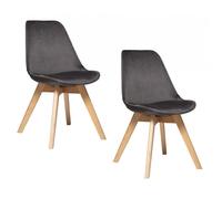 Lot de 2 chaises en velours style scandinave ""Helsinki"" Atmosphera - Gris foncé