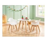 Lot de 2 chaises enfant avec accoudoirs en polypropylène et hêtre - Blanc - POUPINETTE