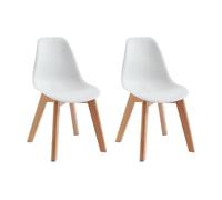 Lot de 2 chaises enfant en polypropylène et hêtre - Blanc - LILINOU