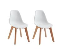Vente-unique - Lot de 2 chaises Enfant en polypropyléne et hêtre - Blanc - LILINOU - Salle à Manger - Scandinave