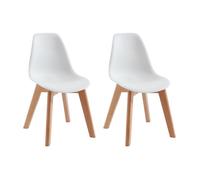 Lot de 2 chaises enfant en polypropylène et hêtre - Blanc - LILINOU