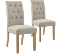 Lot de 2 chaises Gaya capitonnées en tissu beige