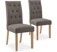 Lot de 2 chaises Gaya capitonnées en tissu taupe