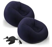 Lot de 2 chaises gonflables avec pompe à air électrique - Chaise pliante portable pour lecture, salon, chambre à coucher, jeux en plein air - Bleu