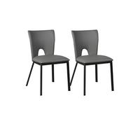 CATALIA - Lot de 2 Chaises Grises Métal et Simili -