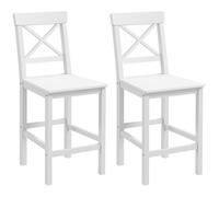 Lot de 2 chaises hautes HOMCOM chaises de bar style campagne chic en bois hauteur 60 cm avec repose-pieds, blanc
