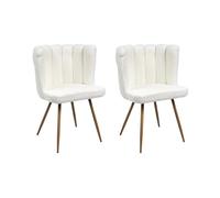 Home Deco Factory - Lot de 2 chaises Ariel - Velours - Blanches