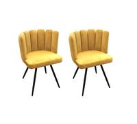 Lot De 2 Chaises - Home Deco Factory - Ariel - Velours - Jaune Et Noir