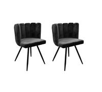 Lot De 2 Chaises - Home Deco Factory - Ariel - Velours - Noir