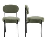 Lot de 2 chaises - HOMIFAB - Evora - Vert - Velours côtelé - Structure en métal noir