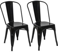 Mendler 2X Chaise de Bistro HWC-A73, Chaise empilable, métal, Design Industriel - Noir