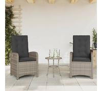 Lot de 2 Chaises Inclinables de Jardin et Coussins Sièges Patio Gris vidaXL