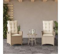 Lot de 2 Chaises Inclinables de Jardin et Coussins Sièges Terrasse Beige vidaXL