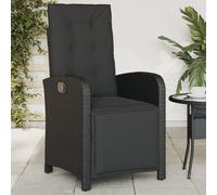 vidaXL Chaise Inclinable de Jardin et Repose-Pied, Sièges avec Coussin, Fauteuils avec Dossier Terrasse, Moderne, Noir Résine Tressée