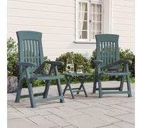Lot de 2 Chaises Inclinables de Jardin, Fauteuils avec Dossier Réglable, Sièges Pliables, Meubles de Terrasse Patio, Vert PP