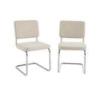 Lot de 2 chaises JACK velours côtelé écru pieds métal chromé - Beige