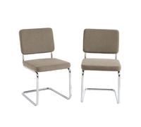 Lot de 2 chaises JACK velours côtelé grège pieds métal chromé