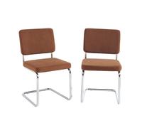 Lot de 2 chaises JACK velours côtelé terracotta pieds métal chromé