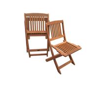 Lot De 2 Chaises Jardin Pliante En Bois Exotique "Hongkong" - Maple - Marron Clair Marron