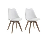 Lot de 2 chaises JODY - Polypropylène et Hêtre - Blanc