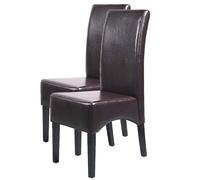 Lot De 2 Chaises Latina, Salle À Manger, Cuir Reconstitué Marron, Pieds Foncés Multicolore